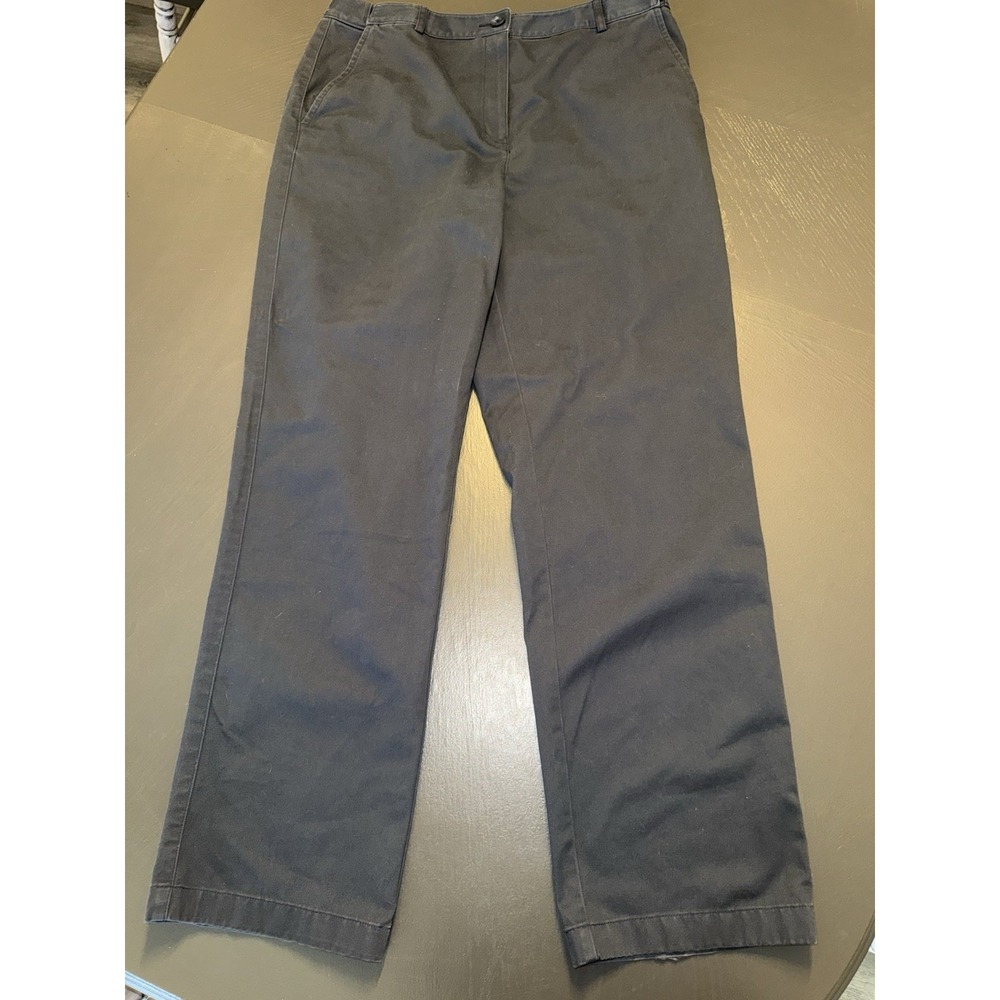 Vintage LL Bean Classic Fit Pants Women Sz 12 Navy Straight‎ Leg Chino Preppy